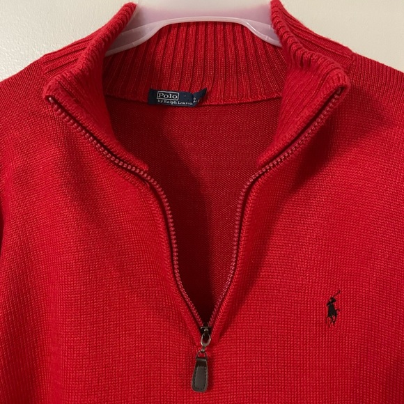 Polo by Ralph Lauren Red Knit Quarter Zip Long Sleeve Pullover Sweater Men’s 2XL - Picture 2 of 8